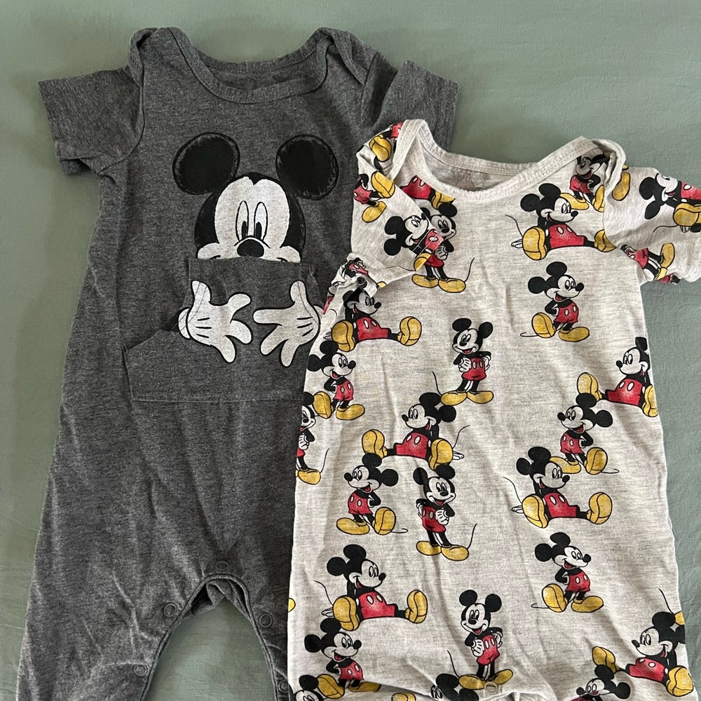Disney baby onesies- never used but was washed once before use.